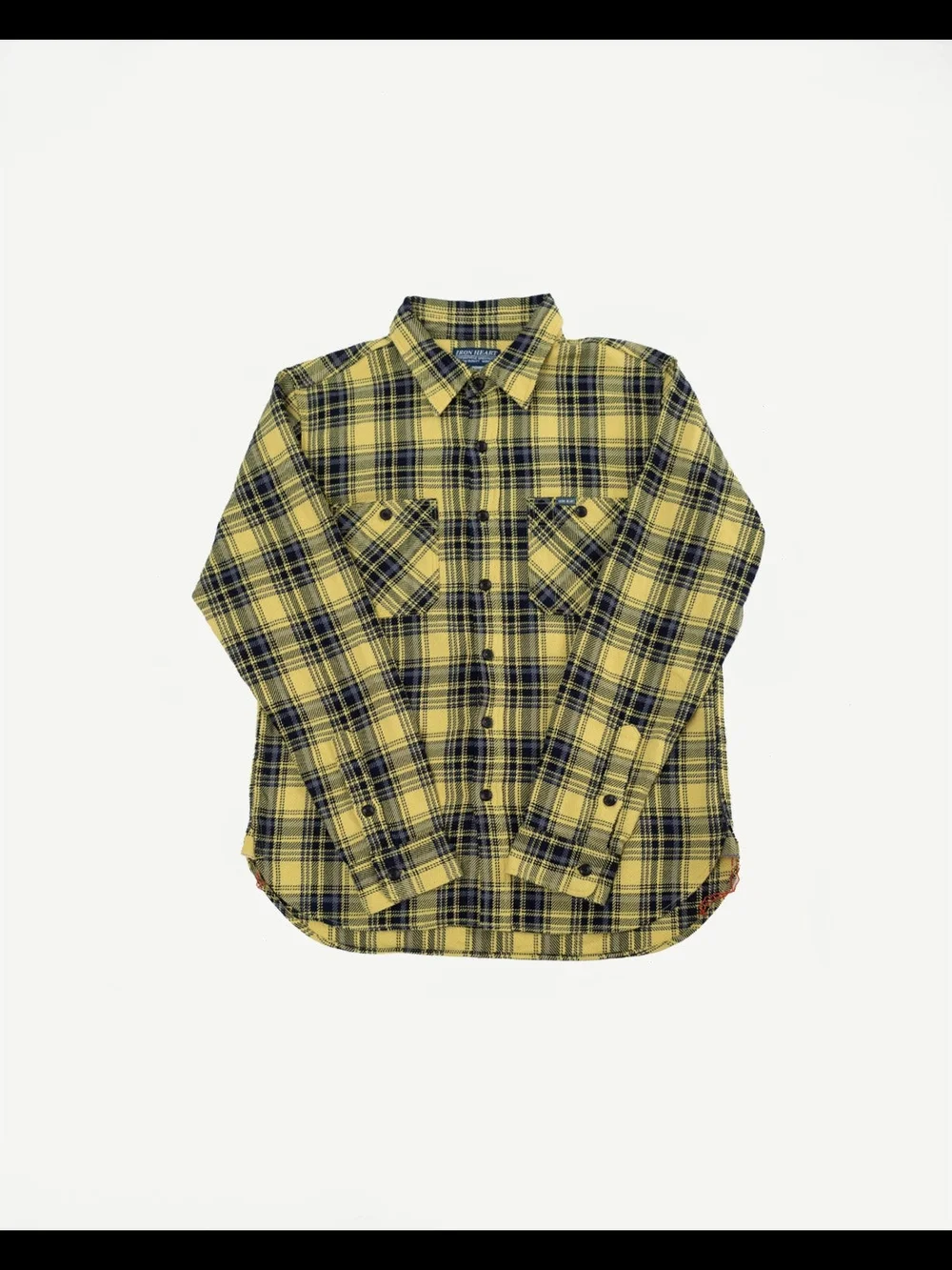 Iron Heart IHSH-412-YEL - 9oz Selvedge Indigo Check Flannel Work Shirt - Yellow - Picture 1 of 11